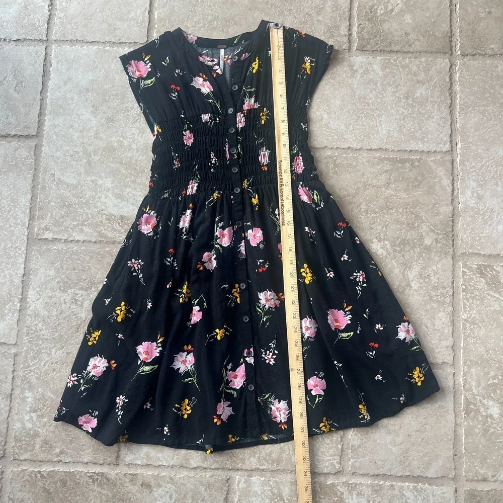 Free‎ People Mini Floral Print Boho Dress - Size XS - Elastic Waist